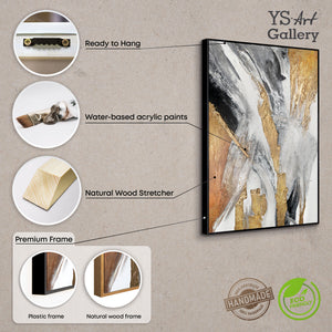 Abstract art "Golden Symphony" with frame wall decoration living room