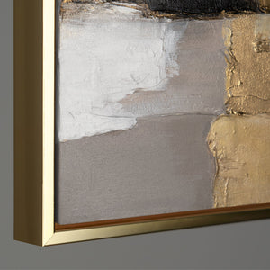 Modern art "Golden Fragments" with frame famous paintings