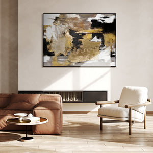Modern art "Golden Fragments" with frame famous paintings