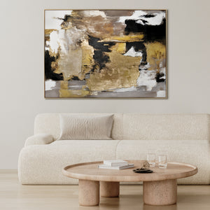 Modern art "Golden Fragments" with frame famous paintings