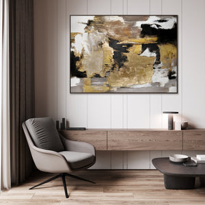 Modern art "Golden Fragments" with frame famous paintings