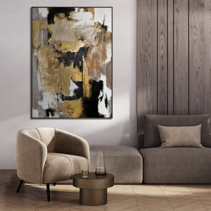 Modern art "Golden Fragments" with frame famous paintings