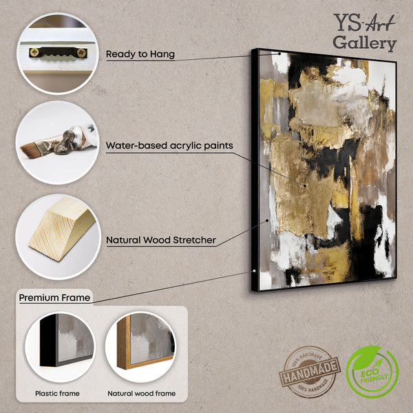 Modern art "Golden Fragments" with frame famous paintings