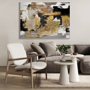 Modern art "Golden Fragments" with frame famous paintings