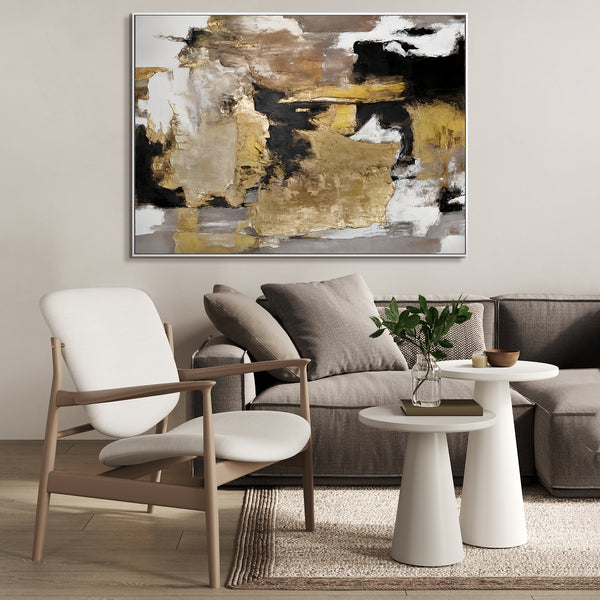 Modern art "Golden Fragments" with frame famous paintings