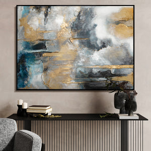 Abstract art "Golden Consonances" with frame picture living room