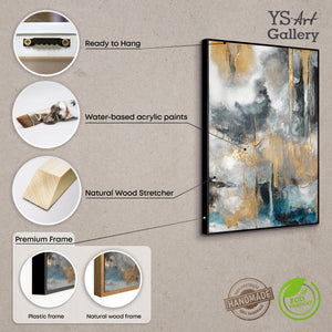 Abstract art "Golden Consonances" with frame picture living room