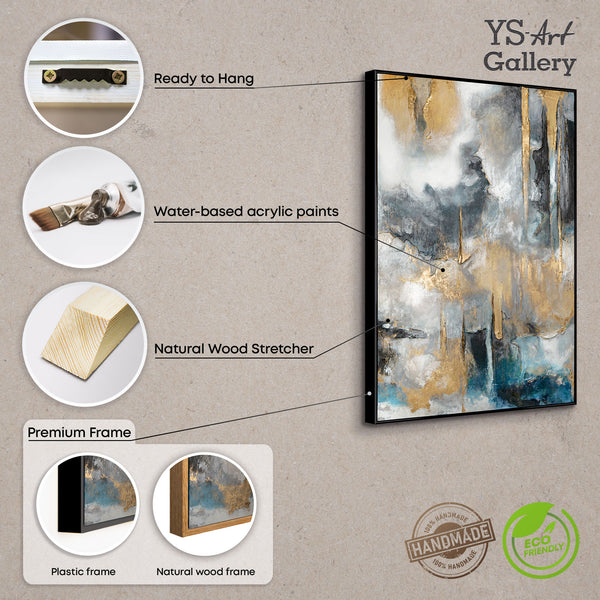 Abstract art "Golden Consonances" with frame picture living room