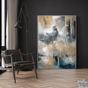 Abstract art "Golden Consonances" with frame picture living room