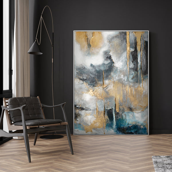 Abstract art "Golden Consonances" with frame picture living room