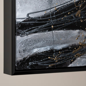 Framed Abstract Wall Art Textured Black Gold Canvas – Urban Flux