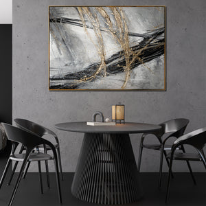 Framed Abstract Wall Art Textured Black Gold Canvas – Urban Flux