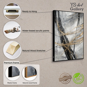Framed Abstract Wall Art Textured Black Gold Canvas – Urban Flux