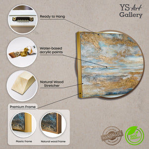 Coastal Wall Art Framed in Blue and Gold – Ocean Radiance