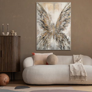 Abstract Butterfly Painting with Golden Wings – Hand-Painted Canvas Artwork for Living Room