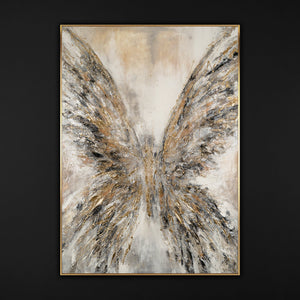 Abstract Butterfly Painting with Golden Wings – Hand-Painted Canvas Artwork for Living Room