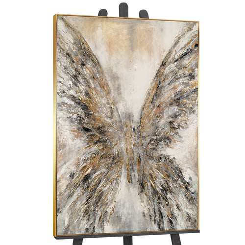 Abstract Butterfly Painting with Golden Wings – Hand-Painted Canvas Artwork for Living Room