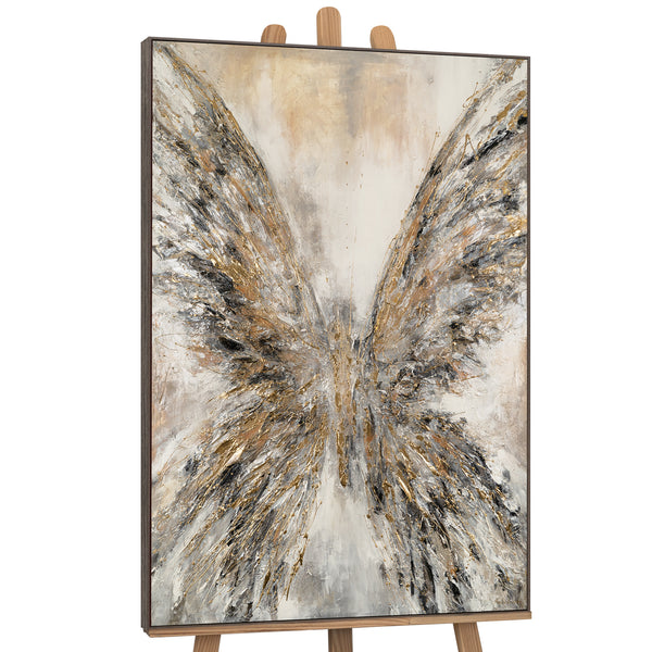 Abstract Butterfly Painting with Golden Wings – Hand-Painted Canvas Artwork for Living Room