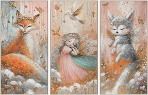 Fairy Tale Triptych "Enchanted World" – Hand-Painted Canvas 240x120 cm
