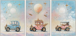 Canvas Triptych "Fairy Tale Street" – Hand-Painted Wall Art for Kids' Room 180x120 cm