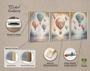 Framed Canvas Wall Art 3 Piece Textured Set – Skybound Dreams 120x60 cm