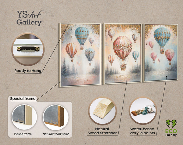 Framed Canvas Wall Art 3 Piece Textured Set – Skybound Dreams 120x60 cm