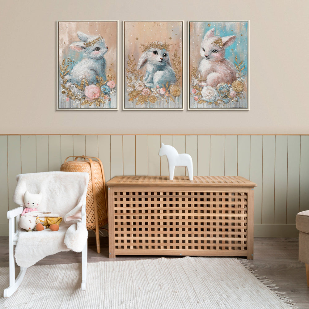 Original Acryl Triptychon „Waldkinder“ – Kinderzimmer Leinwandbild 180x120cm