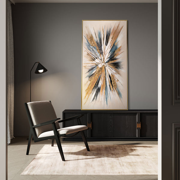Textured Abstract Canvas Large Statement Design – Golden Pulse