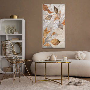 Framed Wall Art Floral Framed Canvas Art for Living Room – Golden Leaves