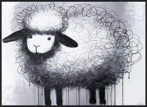 Acrylic Painting with Frame "Happy Sheep" – Decoration for Children's Room and Living Space
