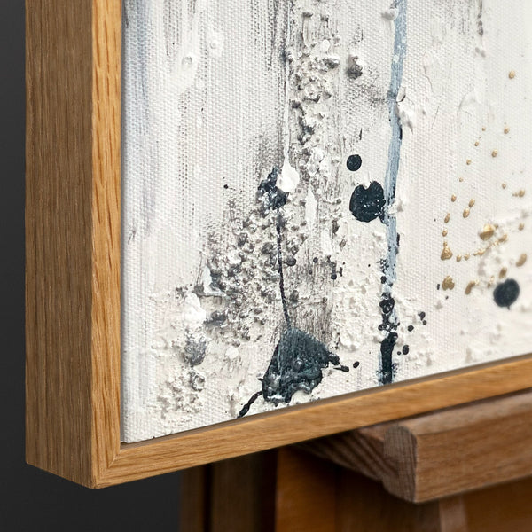 Framed Black and Gold Wall Art Vertical Abstract Composition — Rising Silence