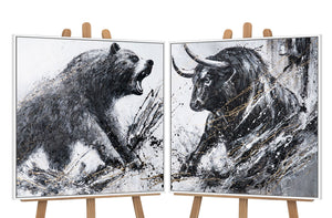 Framed Wall Art Set in Black and White with Powerful Animal Contrast — Dual Force