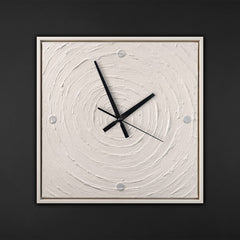 Unique Hand-Painted Wall Clock – Sand & Gold Mineral Texture, 35×35 cm