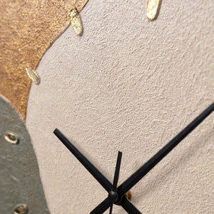 Unique Hand-Painted Wall Clock – Abstract Landscape, Olive, Ochre & Beige, 35×35 cm