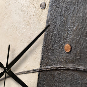 Unique Hand-Painted Wall Clock – White & Gold Flowing Abstract, Wood Frame, 35×35 cm