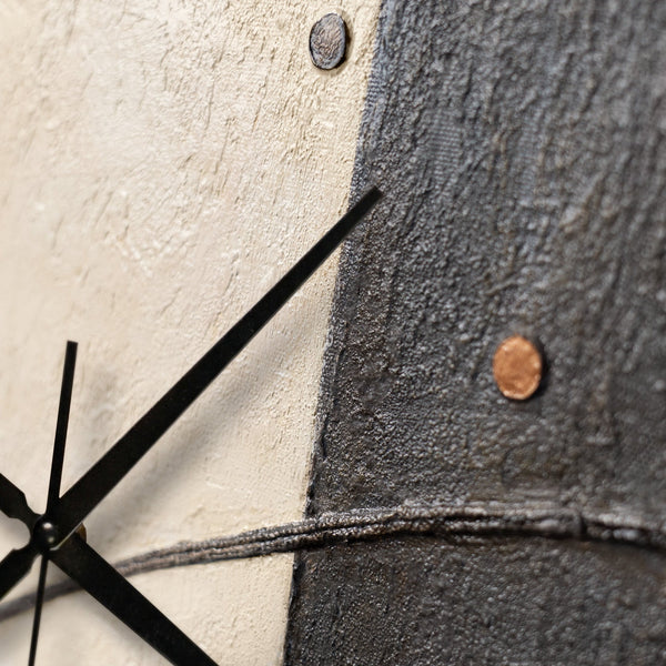 Unique Hand-Painted Wall Clock – White & Gold Flowing Abstract, Wood Frame, 35×35 cm