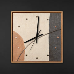 Unique Hand-Painted Wall Clock – White & Gold Flowing Abstract, Wood Frame, 35×35 cm