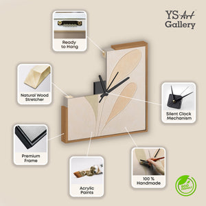 Unique Hand-Painted Wall Clock – Abstract Earth Tones, Sage & Terracotta, 35×35 cm
