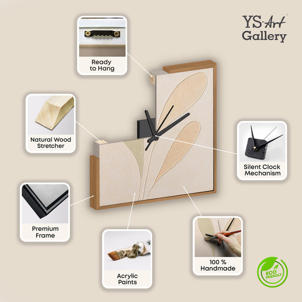 Unique Hand-Painted Wall Clock – Abstract Earth Tones, Sage & Terracotta, 35×35 cm