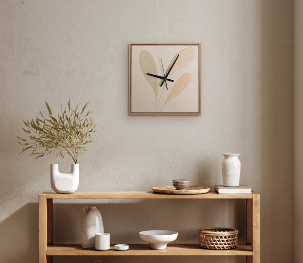 Unique Hand-Painted Wall Clock – Abstract Earth Tones, Sage & Terracotta, 35×35 cm