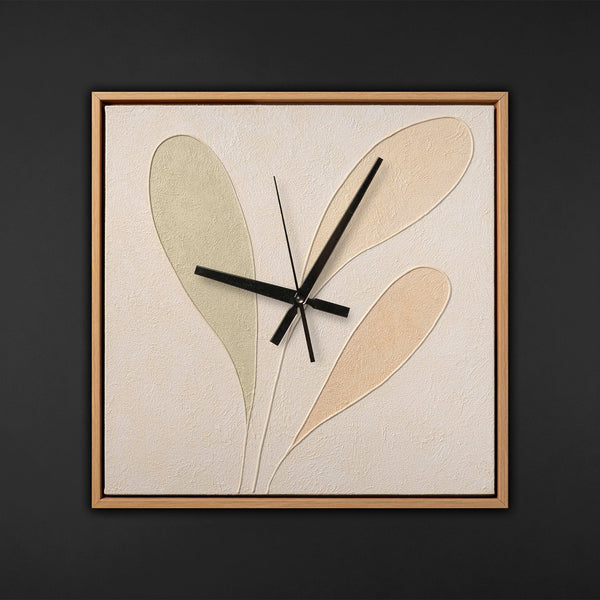 Unique Hand-Painted Wall Clock – Abstract Earth Tones, Sage & Terracotta, 35×35 cm