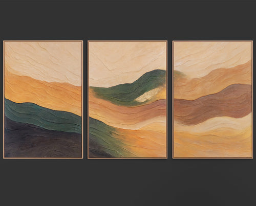 „Wellen des Horizonts“ – abstraktes Landschafts-Triptychon 3-teilig
