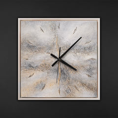 Unique Hand-Painted Wall Clock – Expressive Autumn Forest, Blue & Orange, 35×35 cm