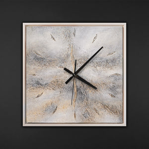 Unique Hand-Painted Wall Clock – Expressive Autumn Forest, Blue & Orange, 35×35 cm