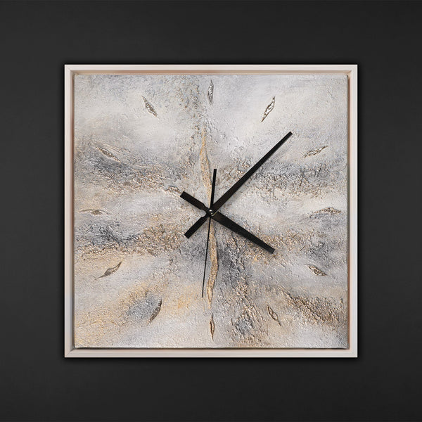 Unique Hand-Painted Wall Clock – Expressive Autumn Forest, Blue & Orange, 35×35 cm