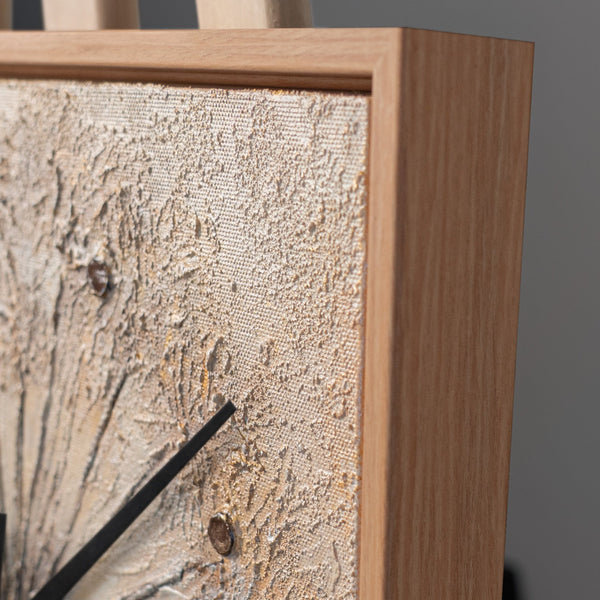 Unique Hand-Painted Wall Clock – Dandelion Seed Head, Natural Beige, 35×35 cm