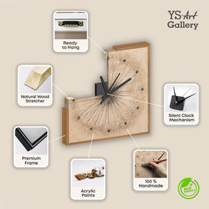 Unique Hand-Painted Wall Clock – Dandelion Seed Head, Natural Beige, 35×35 cm