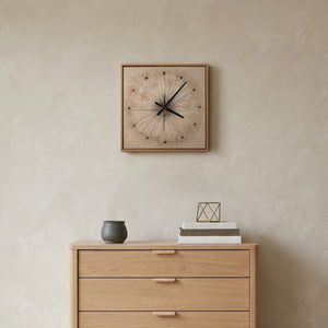 Unique Hand-Painted Wall Clock – Dandelion Seed Head, Natural Beige, 35×35 cm