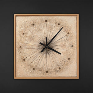 Unique Hand-Painted Wall Clock – Dandelion Seed Head, Natural Beige, 35×35 cm