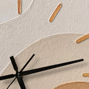 Unique Hand-Painted Wall Clock – Minimalist Leaf Stems, Grey & Beige, 35×35 cm